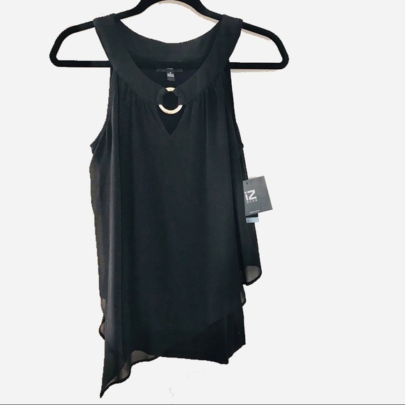 IZ Byer Asymmetrical Tank Top (Black) - Picture 4 of 5